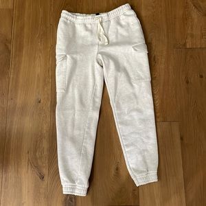 Roxy Ivory Joggers, side button pockets, drawstring waist, comfy soft loose fit